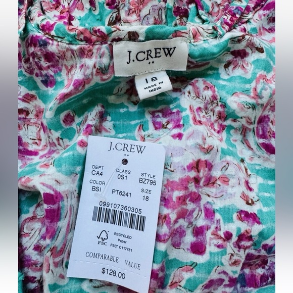 J. Crew Pink Floral Swiss Dot Ruffle Tiered Midi Dress Sz 18 - Picture 7 of 8